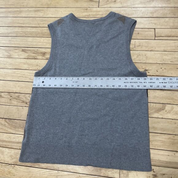 GAP Argyle Sweater Vest Wool Blend Men S Gray Brown Knit V Neck Pullover S 38" - Picture 6 of 16